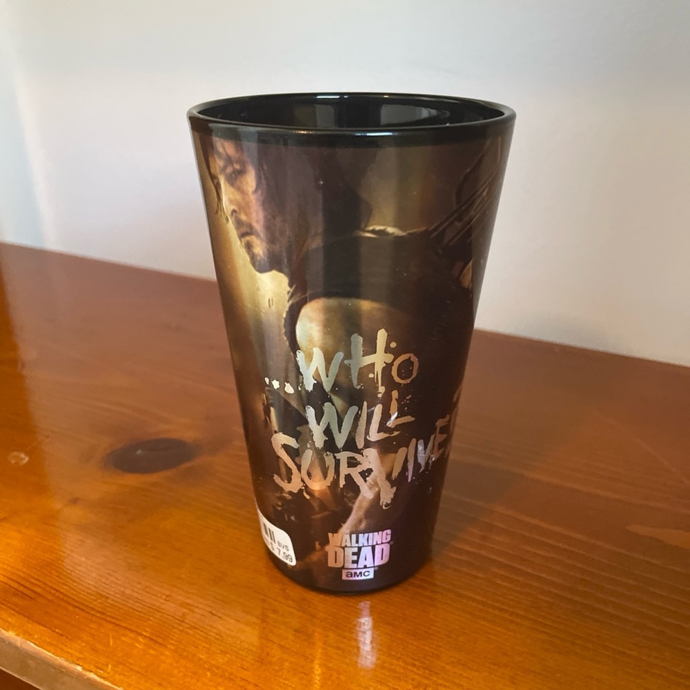 The Walking Dead Who Will Survive Daryl Dixon 16oz Glass Cup Just Funky AMC 2014